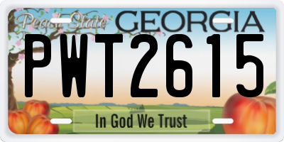 GA license plate PWT2615