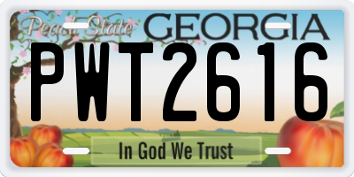 GA license plate PWT2616