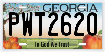 GA license plate PWT2620