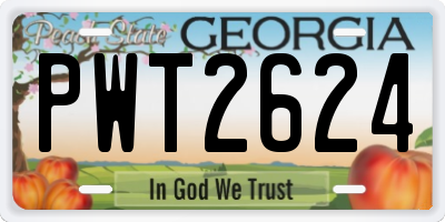 GA license plate PWT2624