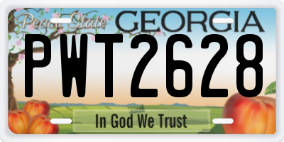 GA license plate PWT2628