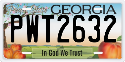 GA license plate PWT2632