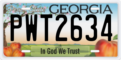 GA license plate PWT2634