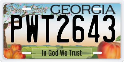 GA license plate PWT2643