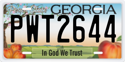 GA license plate PWT2644