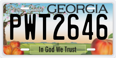 GA license plate PWT2646