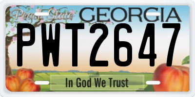 GA license plate PWT2647