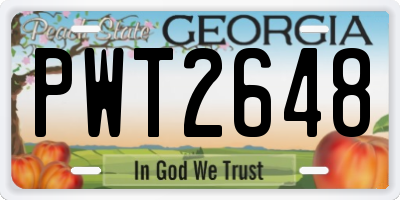 GA license plate PWT2648