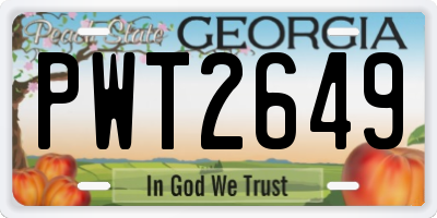 GA license plate PWT2649