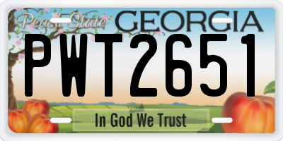 GA license plate PWT2651