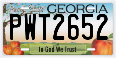 GA license plate PWT2652