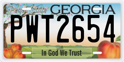 GA license plate PWT2654
