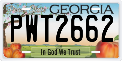 GA license plate PWT2662