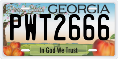 GA license plate PWT2666
