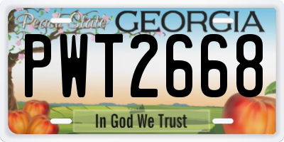 GA license plate PWT2668