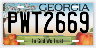 GA license plate PWT2669
