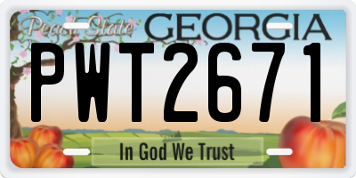 GA license plate PWT2671