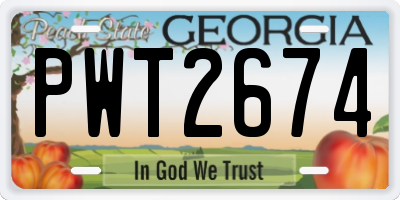 GA license plate PWT2674