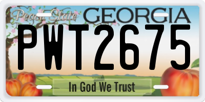 GA license plate PWT2675