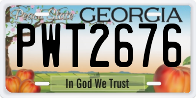 GA license plate PWT2676