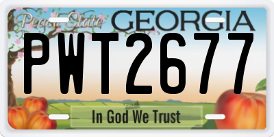 GA license plate PWT2677