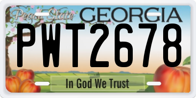 GA license plate PWT2678