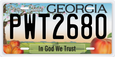 GA license plate PWT2680