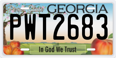GA license plate PWT2683