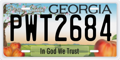 GA license plate PWT2684