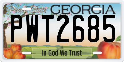 GA license plate PWT2685