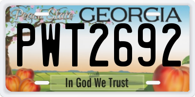 GA license plate PWT2692