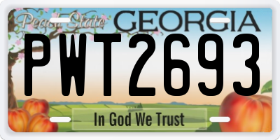 GA license plate PWT2693