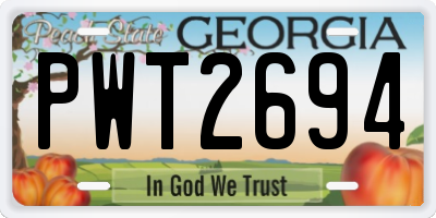 GA license plate PWT2694