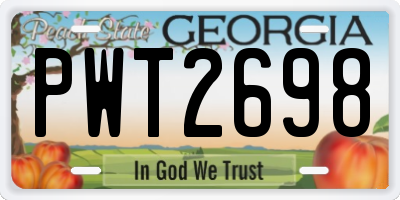 GA license plate PWT2698