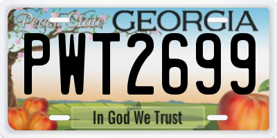 GA license plate PWT2699