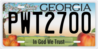 GA license plate PWT2700