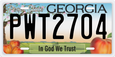 GA license plate PWT2704