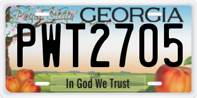 GA license plate PWT2705