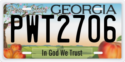 GA license plate PWT2706