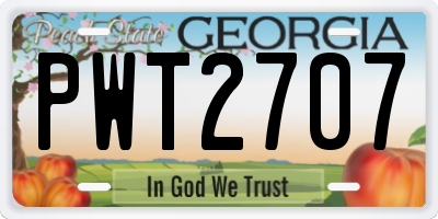 GA license plate PWT2707
