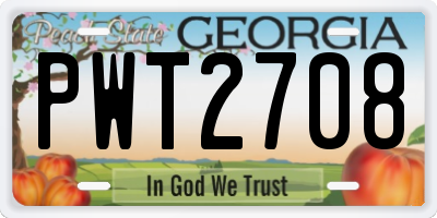 GA license plate PWT2708