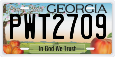 GA license plate PWT2709
