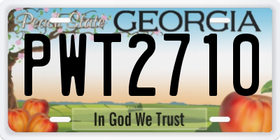 GA license plate PWT2710