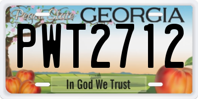 GA license plate PWT2712