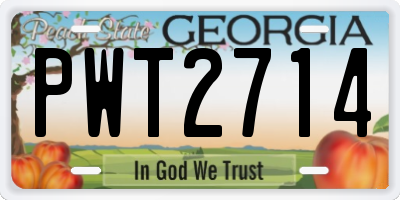 GA license plate PWT2714