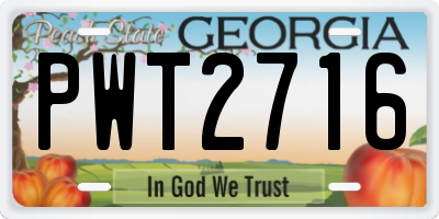GA license plate PWT2716