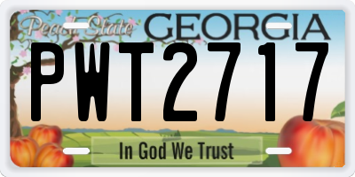 GA license plate PWT2717