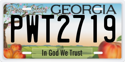 GA license plate PWT2719
