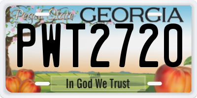 GA license plate PWT2720