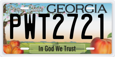 GA license plate PWT2721